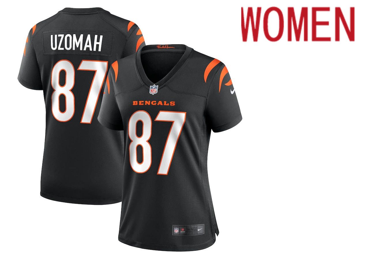 Women Cincinnati Bengals 87 C.J. Uzomah Nike Black Game NFL Jersey